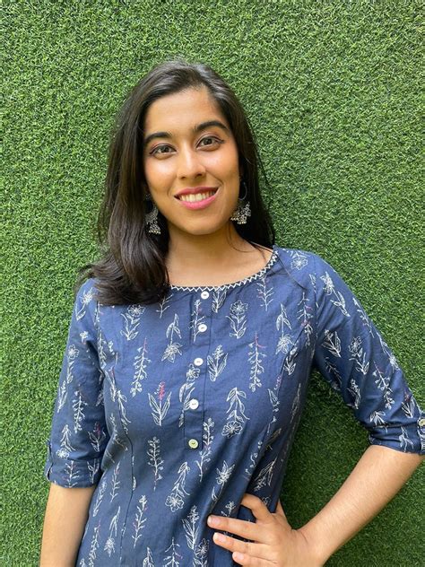 Shop the Stylish Blue A-line Cotton Block Printed Kurti