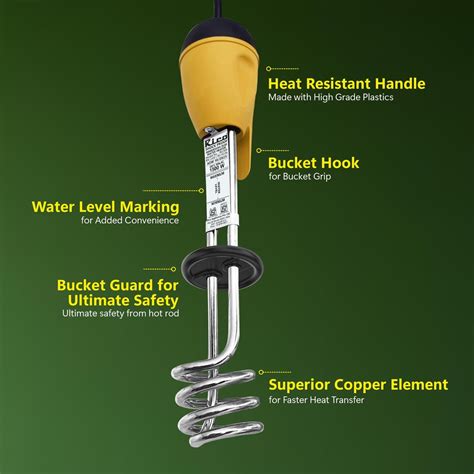 Shock* Proof Immersion Rod Water Heater 1500 Watts with Thermal Auto C ...
