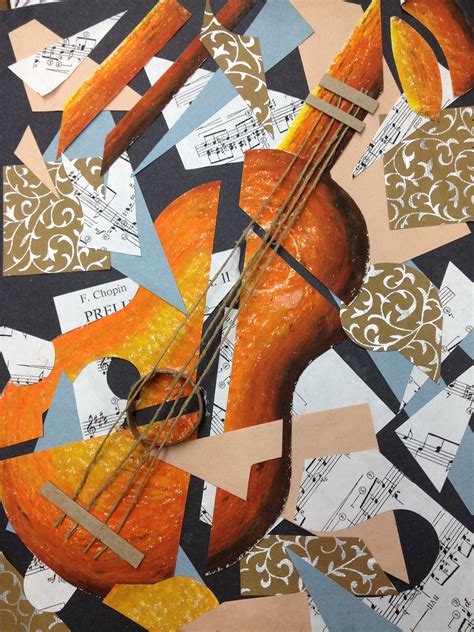 Picasso Guitar - Cubist Collage
