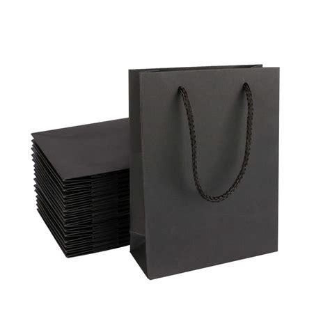 Sdootjewelry Black Gift Bags, 24Pcs 5.9” x 2.4”x 7.9’’ Black Paper Bags ...