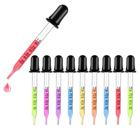 Glass Dropper Calibrated 1ml Essential Oils Pipette Dropper with Black ...