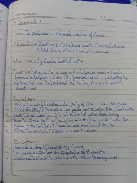 Chemistry Practical Record: Colloidal Solutions & Titration Techniques ...