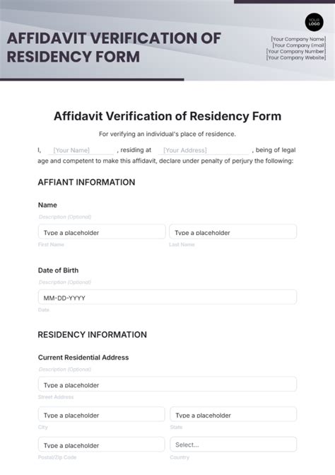 Proof Of Residence Affidavit Template