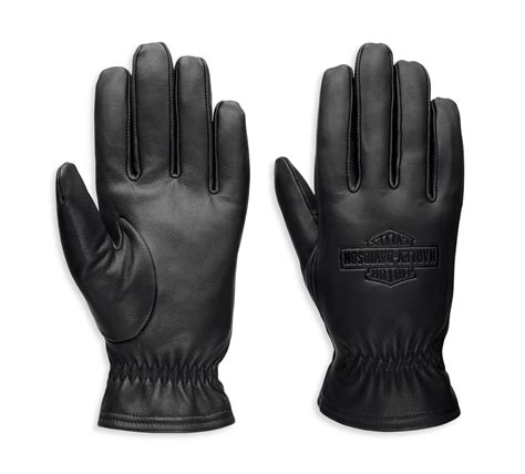 Harley-Davidson Mens Full Speed Leather Gloves - Black Leather - Black ...