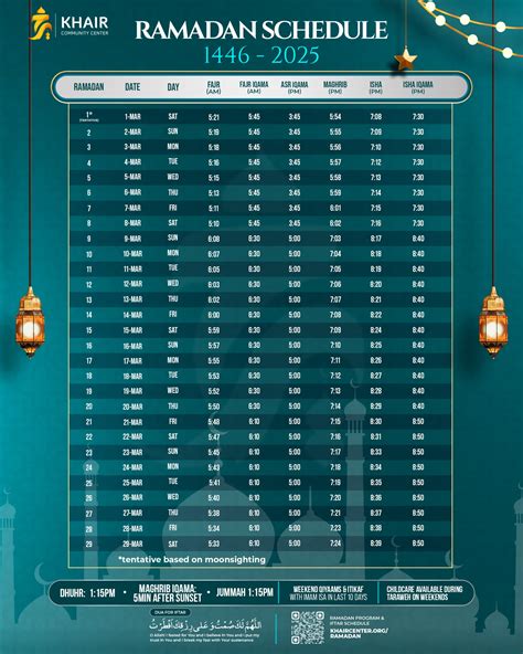 Ramadan Prayer Times – Khair Community Center