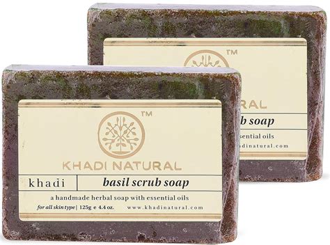 Buy KHADI NATURAL Basil Scrub Soap, 125g (Pack of 2) Online at Low ...