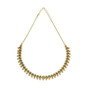 Buy KUSHAL'S Fashion Jewellery Green Gold Polished Antique Necklace ...