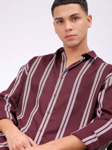 The Indian Garage Co. Men Striped Casual Maroon Shirt - Buy The Indian ...
