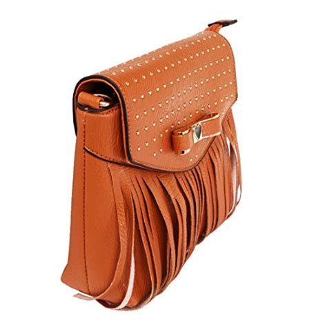 Schmick Tan PU Leather Cross Body Fringe Sling Bag For Women : Amazon ...