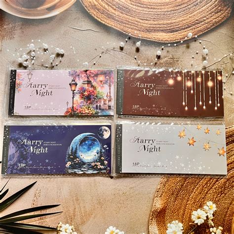 18 Sheets Starry Night Series Lighting Theme Decorative Sticker Bookle ...