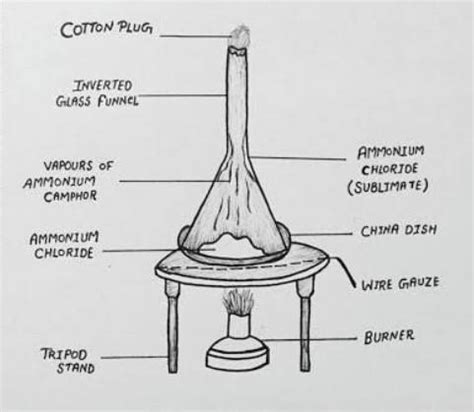 draw a neat labelled diagram showing sublimation of ammonium chloride ...