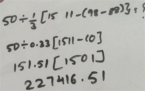 50÷1/3{15 11-(9 8-8 8)}=? - Brainly.in
