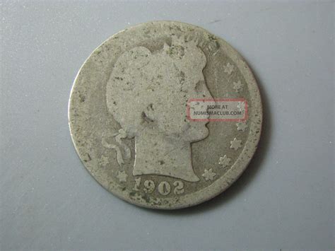 1902 Barber Head Quarter United States Coin Ag