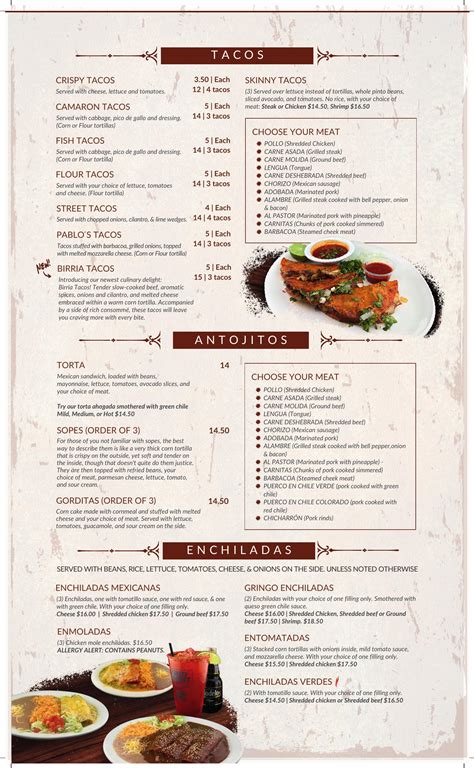 Menu – El Cielo Mexican Restaurant