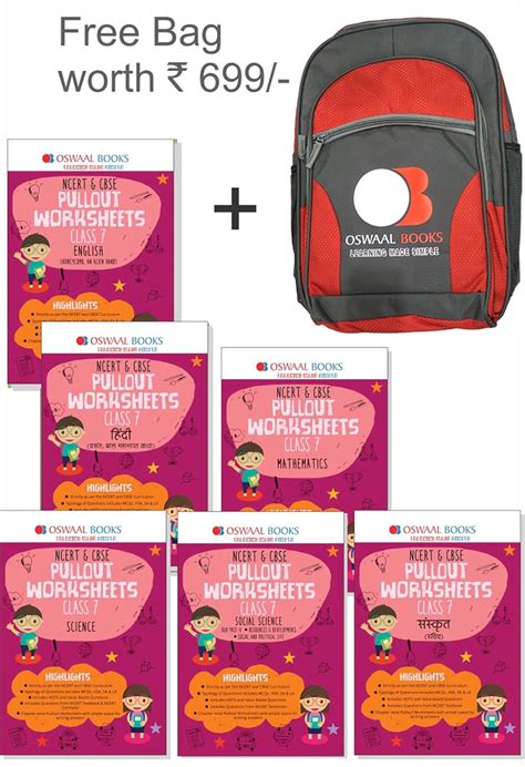 Oswaal NCERT & CBSE Pullout Worksheets Class 7 (Set of 6 Books) Hindi ...