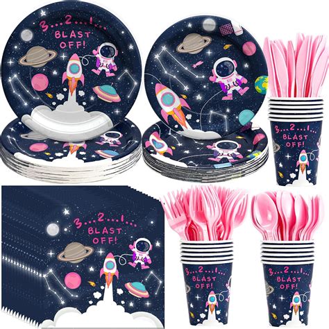 Amazon.com: HIPEEWO Space Birthday Decorations Tableware Girls - Outer ...