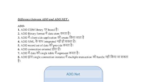 Difference between ADO and ADO.NET: Key Features and Comparisons - Studocu