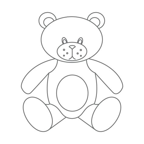Teddy Bear. Vector illustration of cute little kid Toy in outline style. Drawing in outline ...