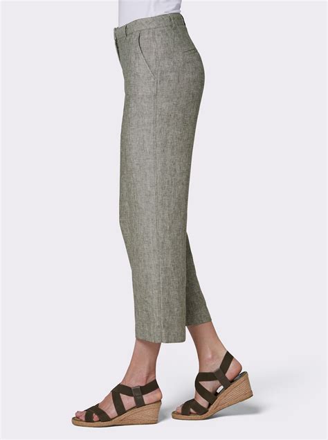 CREATION L PREMIUM Leinenhose im Culotte-Stil in khaki-weiß-meliert | heine