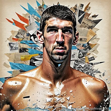 urban collage style digital illustration of michael phelps white and black collage Prompts ...