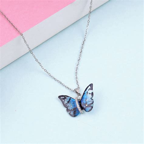 Shiny Blue Butterfly Necklace – BeautyNX.com