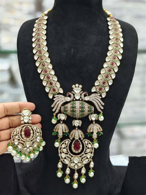 Buy Peacock Designed Kundan Polki Long Necklce Online - Ishhaara