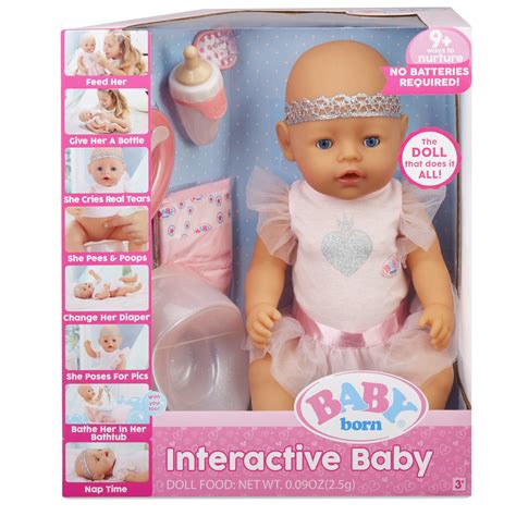 BABY born Interactive Doll Blue Eyes with 9 Ways to Nurture, Eats ...