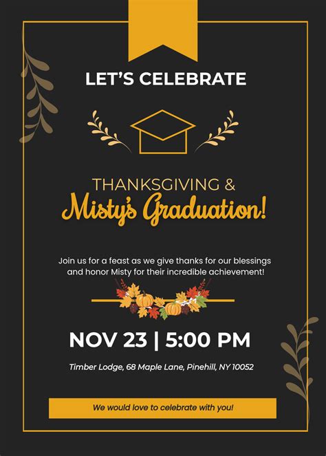 Free Graduation Thanksgiving Invitation Template to Edit Online
