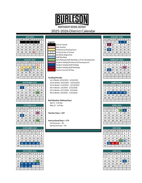 Burleson ISD School Calendar 25-26 [PDF] - EduCounty