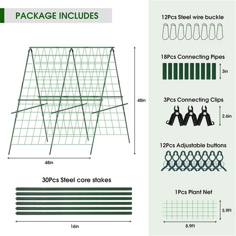 Buy 48 x 48Inch Foldable Cucumber Trellis Set, A-Frame Cucumber Trellis ...