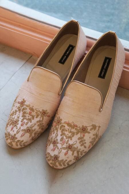 Buy Pink Zari Ambrose Embroidered Moccasins For Men by Shradha Hedau ...