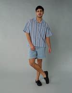 Buy American Eagle Men Blue Poolside Linen-Blend Button-Up Shirt Online ...