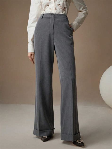 Anewsta Pantaloni da tailleur casual da donna in tinta unita con tasche ...