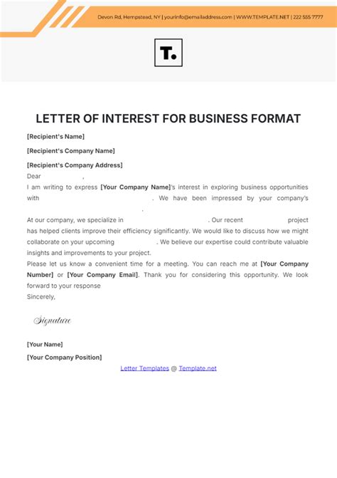 Letter Of Interest Rfp Template