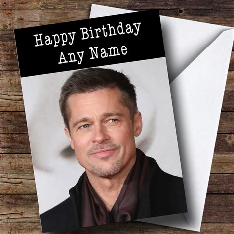 Personalized Brad Pitt Celebrity Birthday Card - Red Heart Print