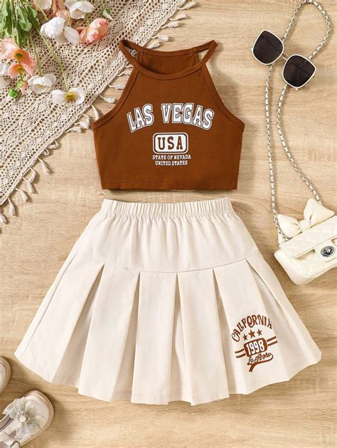 SHEIN Wildeya 2pcs/Set Tween Girls' Summer Fashion Letter Print ...