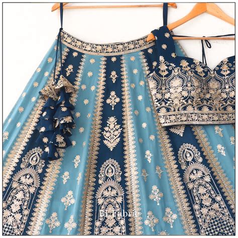 Blue color Sequence & Zari Embroidery work Designer Wedding Lehenga Ch ...