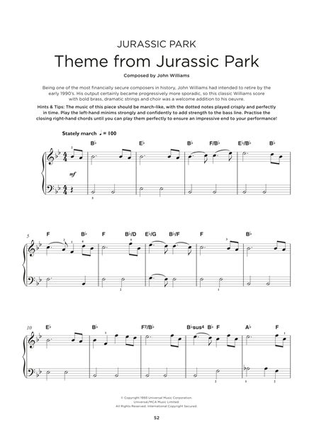 Jurassic Park Piano Easy Slow Sheet Music