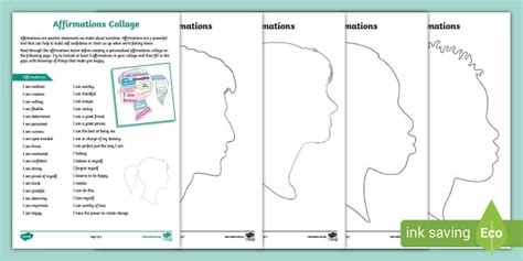 Affirmations Collage Activity - Wellbeing Resource