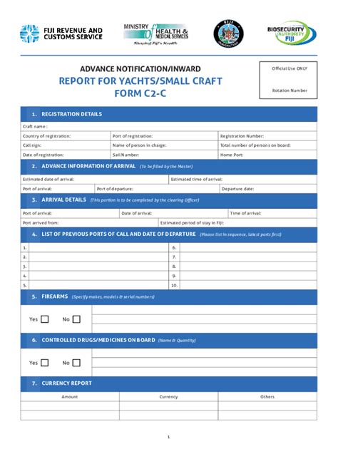 Fiji Yacht Inward Form C2-C - Blank Fillable Template | Fill Out, Print ...