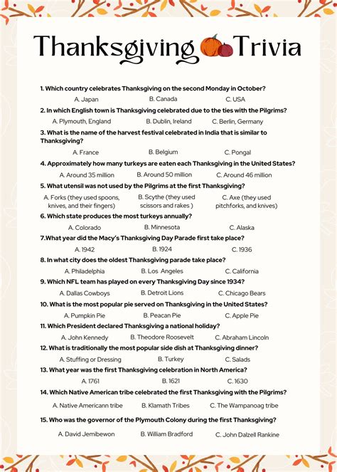 Thanksgiving trivia quiz 13 free pdf printables – Artofit