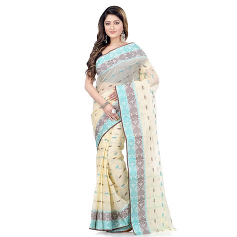 Buy dB DESH BIDESH Women's Noyonchuri Design Handloom Tant Cotton Saree ...