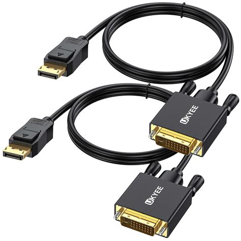 Displayport to DVI Cable 6 Feet 2-Pack, UKYEE Display Port(DP) to DVI-d ...