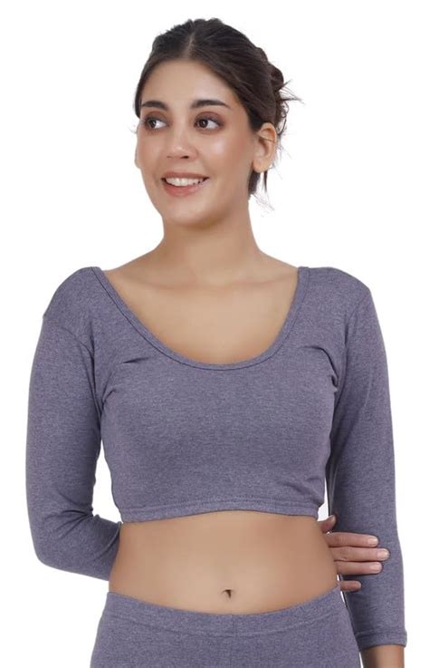 Selfcare Women Solid Polycotton Lycra Round Neck 3/4 Sleeve Blue ...