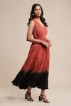 Buy Orange Viscose V-neck Ombre Crinkled Dress For Women by Ritu Kumar ...