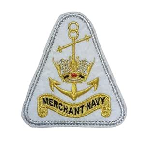 Merchant Navy Logo Zari Embroidered White Stitch On Cloth Patch ...