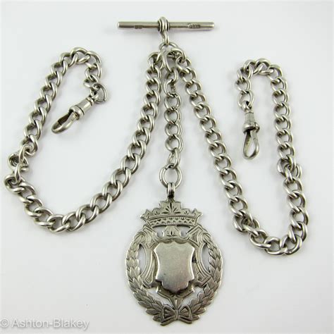 Sterling Silver antique double Albert Pocket Watch chain - Ashton ...