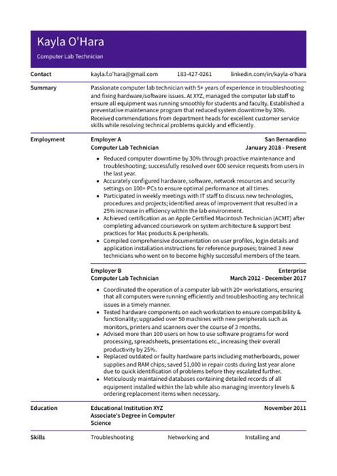 Image result for Computer Lab Assistint Resume