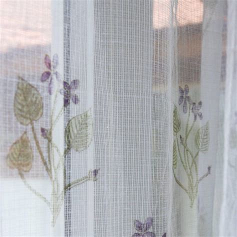White Lilac Block Print Kota Doria Sheer Curtain for Doors & Windows ...