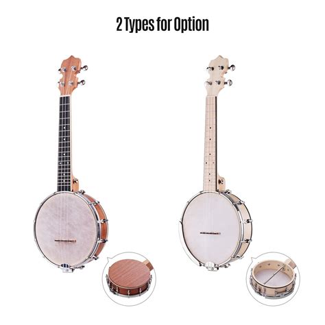 ammoon Concert 23 Inch Open-back Banjo Uke 4 String Banjolele Maple Bo ...